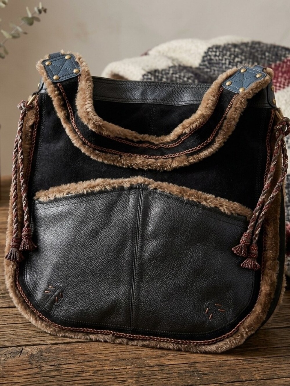 VINTAGE CUL DE SAC Leather & Suede Hobo Style Shoulder Bag
